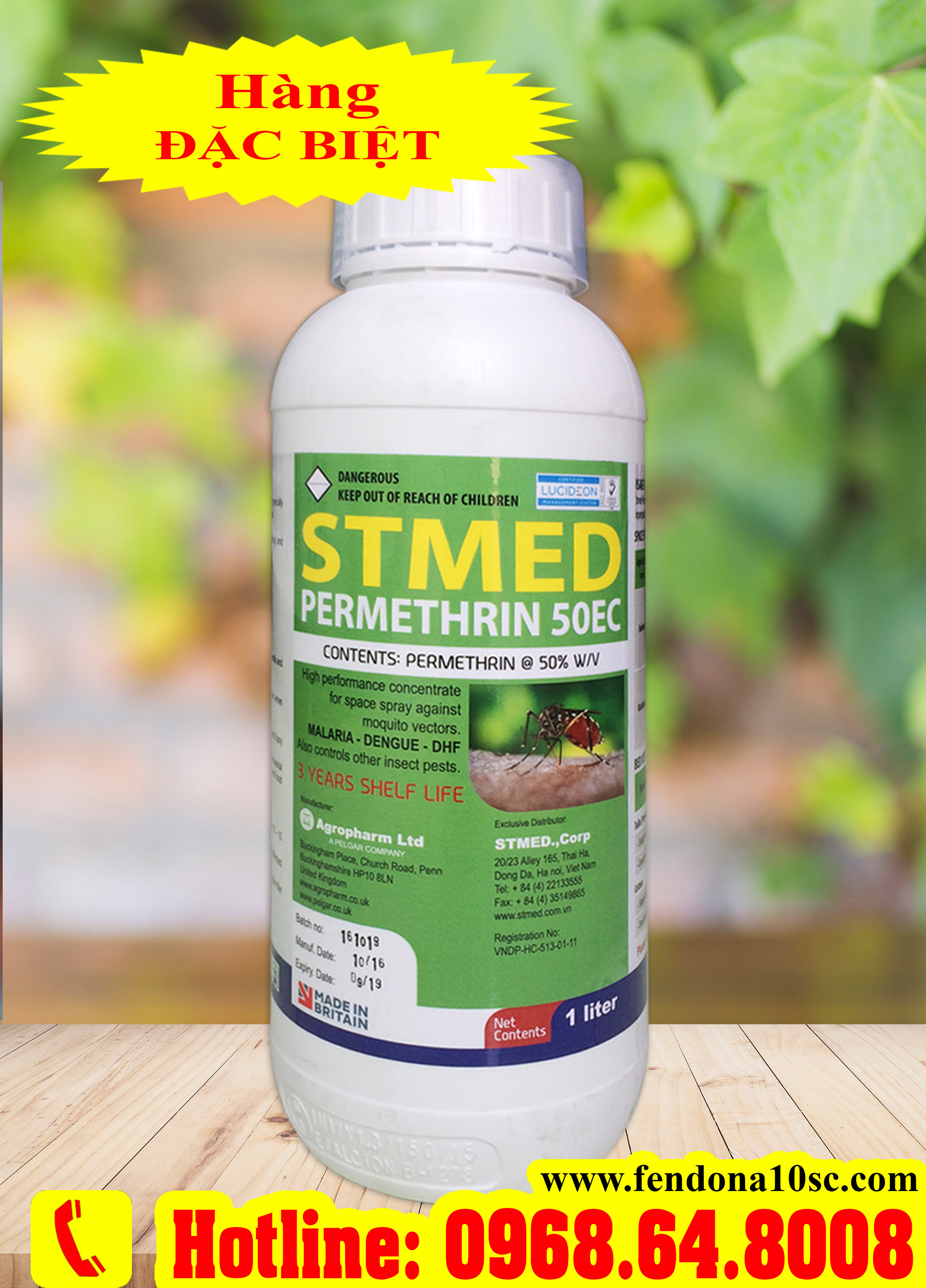Stmed Permethrin 50EC (1Lít) - (Hàng nhập ANH QUỐC) - Thuốc diệt côn trùng, muỗi, gián, ruồi, kiến, bọ chét...