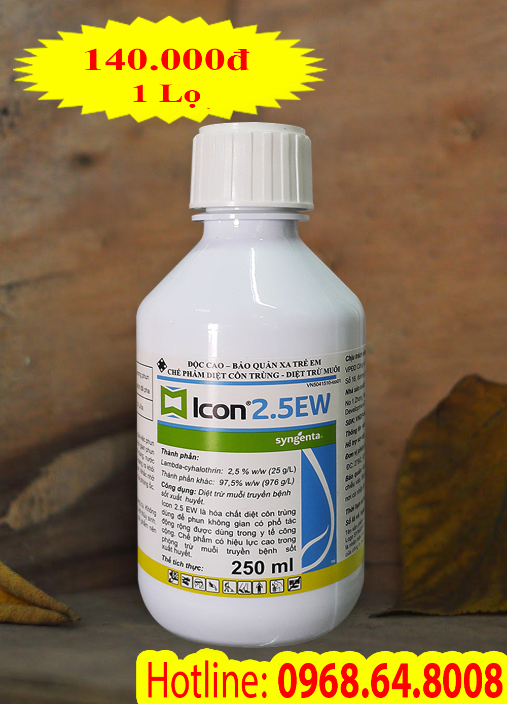 Icon 2.5EW (250 ml) - (Syngenta - THỤY SỸ) - Thuốc diệt côn trùng, muỗi, gián, ruồi, kiến, bọ chét...