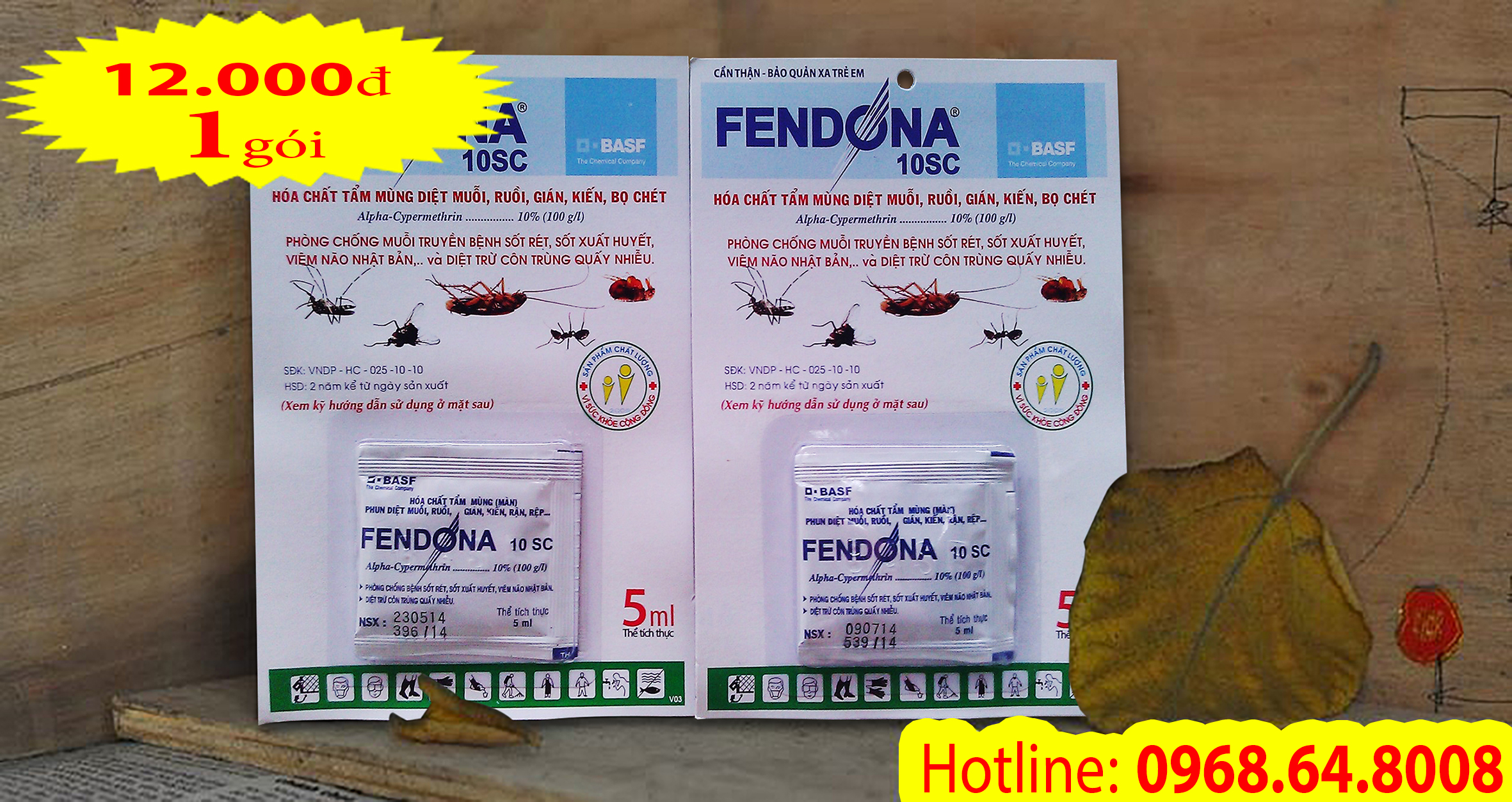 Fendona 10SC (5ml) - (BASF - CHLB ĐỨC) - Thuốc diệt côn trùng, muỗi, gián, ruồi, kiến, bọ chét...