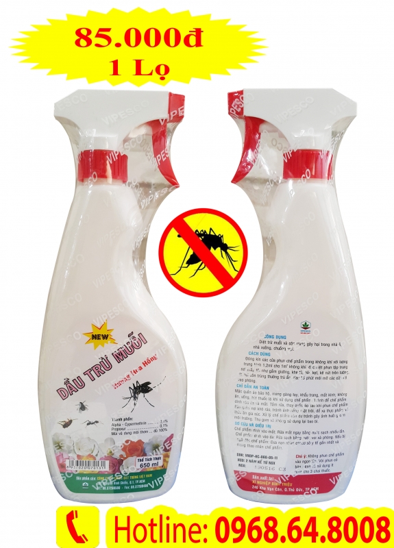 Dầu trừ muỗi VIPESCO - (SX tại VIỆT NAM) - Diệt trừ muỗi, ruồi, gián, kiến trong nhà ở, nhà xưởng, chuồng trại
