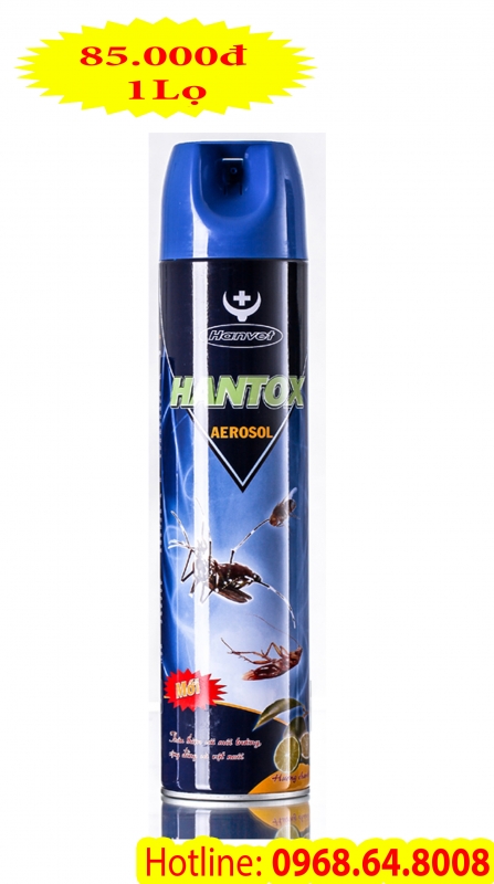 Hantox Aerosol (600ml) - (Hàng VIỆT NAM) Bình xịt diệt côn trùng, muỗi, gián, ruồi, kiến cho hộ gia đình