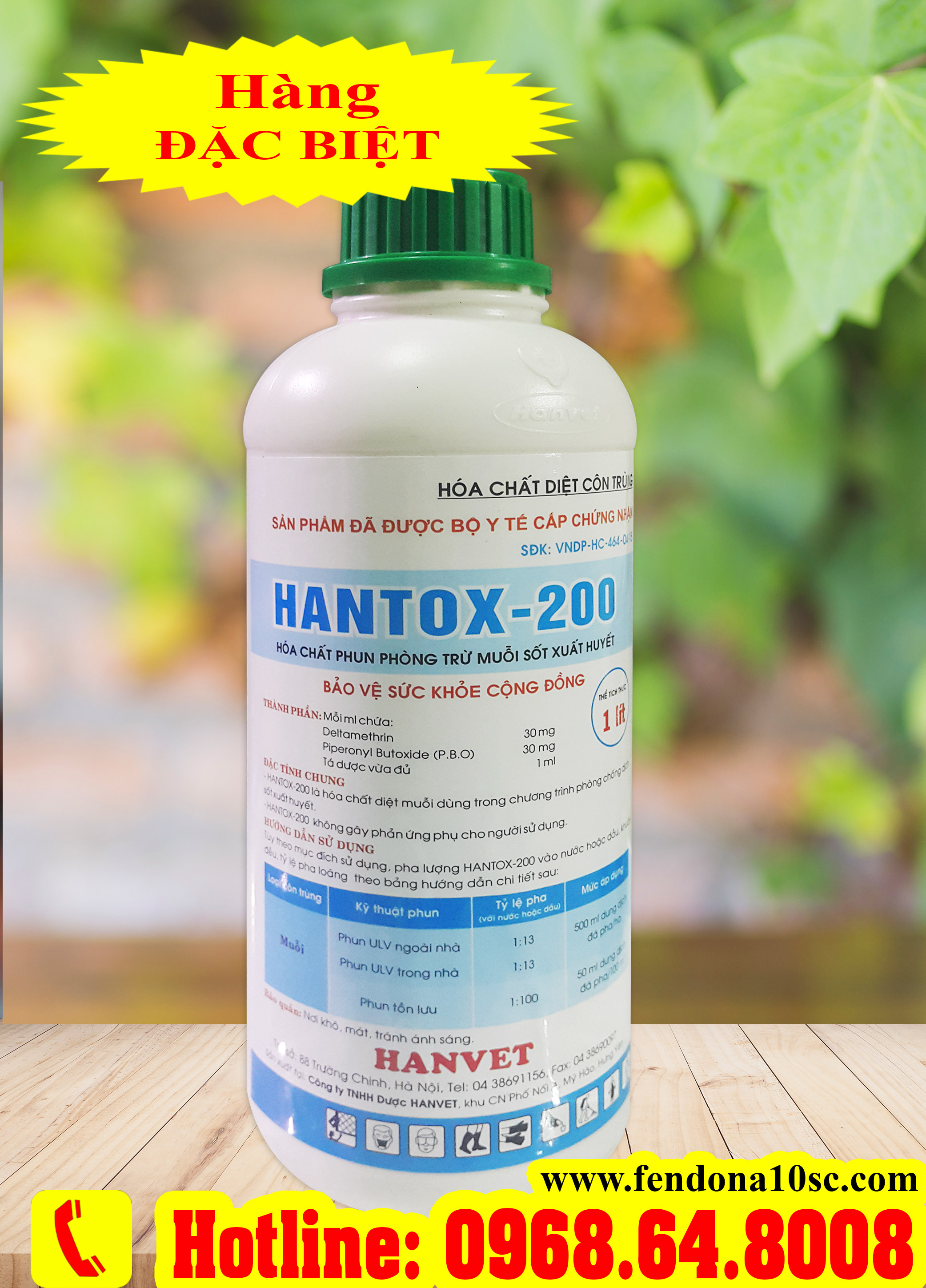 Hantox 200 (1Lít) - (SX tại VIỆT NAM) - Bộ Y Tế - Thuốc diệt côn trùng, muỗi, gián, ruồi, kiến, bọ chét...