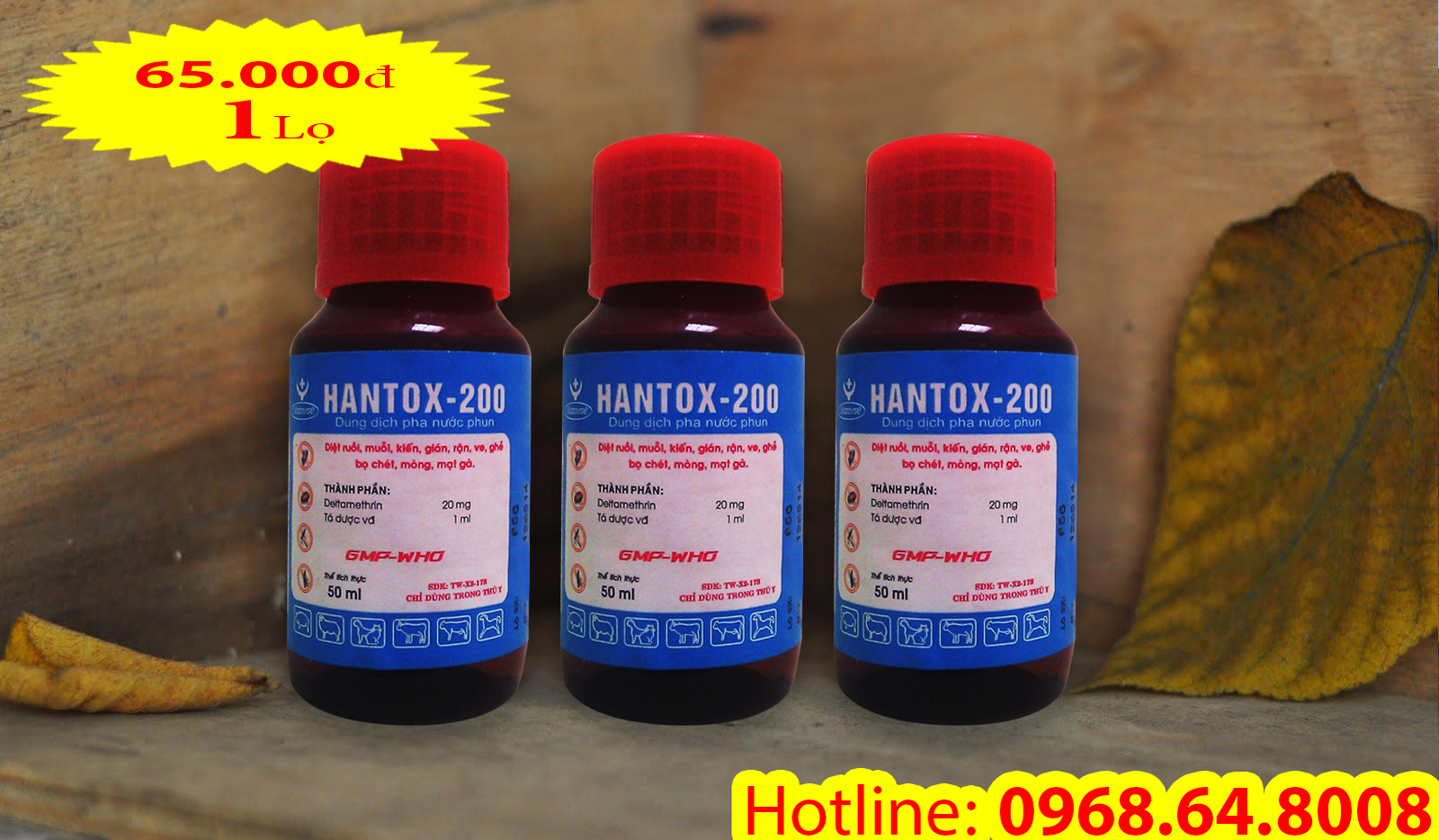 Hantox 200 (50ml) - (SX tại VIỆT NAM) - Bộ Thú Y - Thuốc diệt côn trùng, muỗi, gián, ruồi, kiến, bọ chét...