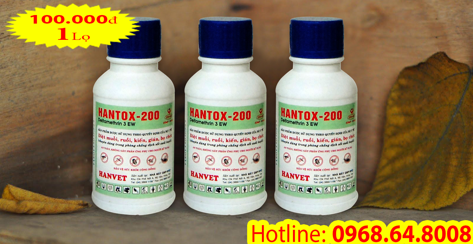 Hantox  200 (100ml) - (SX tại VIỆT NAM) - Bộ Y Tế - Thuốc diệt côn trùng, muỗi, gián, ruồi, kiến, bọ chét...