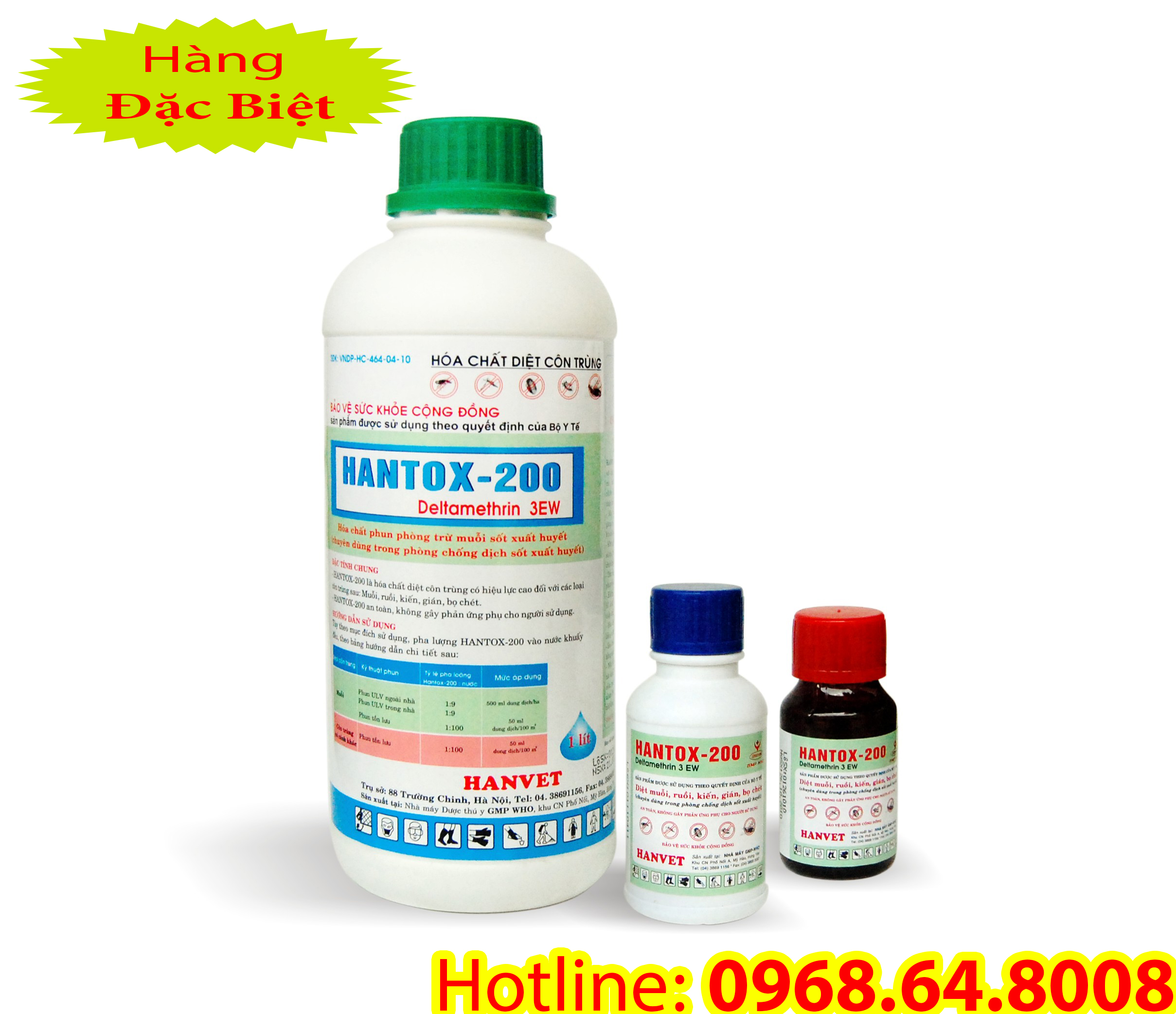 Hantox 200 (1Lít) - (SX tại VIỆT NAM) - Bộ Y Tế - Thuốc diệt côn trùng, muỗi, gián, ruồi, kiến, bọ chét...